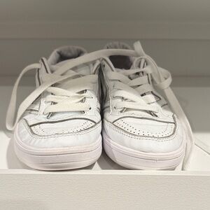 Vans Womens White Leather Sneakers with Perforated Toe